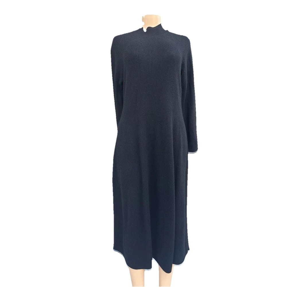 BLOOMINGDALES NWT Size S 100% Cashmere Turtleneck Black Midi Sweater Dress F85